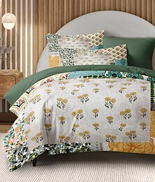 preiswerte -Floral Bettbezugset 100% Baumwolle Weiche und atmungsaktive Bettwäsche mit Patchworkblumen Leichter und langlebiger Bettbezug Komfortabel für alle Jahreszeiten Pflegeleicht