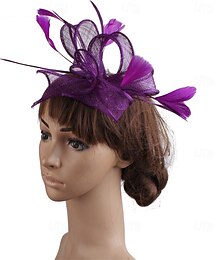 economico -Copricapo Piume Sinamay Matrimonio Festa serale Elegante Matrimonio Con Piuma Copricapo Copricapo