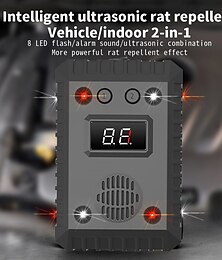 abordables -Repelente de ratones ultrasónico para coches – Disuasor de ratones de alta potencia con destello LED rojo y blanco instalación sin batería