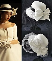 levne -Klobouky polyesterové sluneční klobouk prázdninová čajová párty dostihy elegantní vintage roztomilý s mašlí pokrývka hlavy