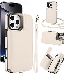 abordables -teléfono Funda Para iPhone 16 Pro Max Plus iPhone 15 Pro Max Plus iPhone 14 13 12 11 Pro Max Plus Funda Trasera con Soporte con cordón con correa de muñeca Retro TPU Cuero de PU