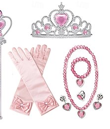 economico -Bambino Da ragazza Set da vestire da principessa Guanti Collane Set di gioielli Tiara Da principessa Dolce Feste Compleanno Con cuori Rosa Blu