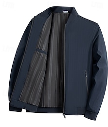 abordables -Homme Veste Légère Formel Bureau Zip Up Printemps Printemps & Automne Neutre Quotidien bleu marine Vert Véronèse Veste
