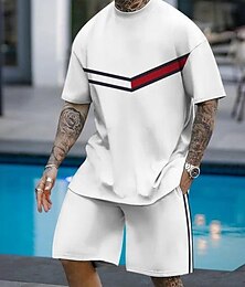 economico -Per uomo Grafico 2 pezzi Set di magliette Top estivi Manica Corta Pantaloni corti Girocollo Canotta sportiva Casual All'aperto Vacanza Sport Stampa 3D Estate Bianco