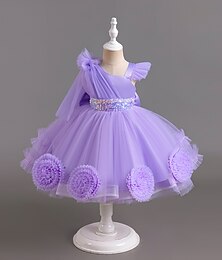 billiga -Barn Flickor Festklänning Ensfärgat Ärmlös Speciellt Tillfälle Prinsessa Skön Polyester Festklänning Sommar Vår Barn Flerfärgad Champagne Rodnande Rosa