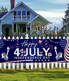 economico -Banner di Giardino Americano per il 4 Luglio Giorno dell'Indipendenza Decorazioni per Esterni Ombrello Barbecue Forniture per Festività Decorazione Interna Raduno in Casa