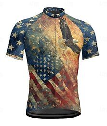 olcso -Férfi Biciklis ruházat Zászló Rövid ujjú Kerékpár Póló Dzsörzé 3 hátsó zsebbel Hegyi biciklizés Gyors szárítás Anatómiai tervezés Bélfonalszövet Légáteresztő Sport Haditengerészet Piros Tengerészkék