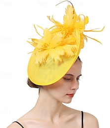 economico -Cappelli Organza Matrimonio Corsa di Cavalli Vintage Con Piuma Copricapo Copricapo
