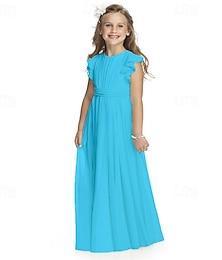 preiswerte -Blumenmädchenkleid Kinder Mädchen Formelle Kleidung Prinzessinenkleid Leistung Hochzeit Party Elegant Schön Feste Farbe Ärmellos Rundhalsausschnitt Weinrot Schwarz 4 Jahre +
