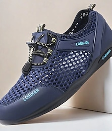 economico -scarpe da uomo blu navy upstream con sistema di allacciatura rapida, tomaia in mesh traspirante, ideali per la spiaggia e le attività all'aperto