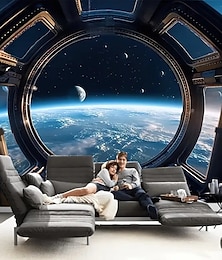 abordables -Tapisserie suspendue Planète Univers Art mural Tapisserie grand décor mural Photographie arrière-plan Couverture Rideau Décoration maison Chambre Salon