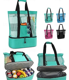 abordables -Grand sac fourre-tout de plage en maille avec glacière isotherme – sac à bandoulière de voyage imperméable pour femmes et hommes, sac de pique-nique léger et résistant au sable pour la piscine, les vacances, le camping et les activités de plein air