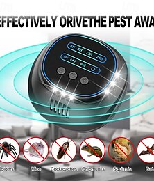 abordables -Repelente ultrasónico de ratones e insectos de alta potencia – Función de temporizador con ajuste de cuatro velocidades y linterna en cuatro lados