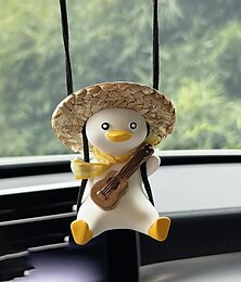abordables -Pendentif de voiture mignon anime petit canard balançoire rétroviseur automatique ornements suspendus décoration intérieure accessoires pour filles cadeaux