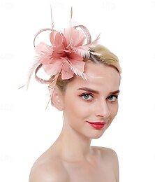 economico -Fascinator Organza Cappello Fedora Cappello floscio Cappello con velo Matrimonio Tè Derby del Kentucky Corsa di Cavalli Festa delle donne Elegante Vintage Semplice Con Piuma Colore puro Copricapo