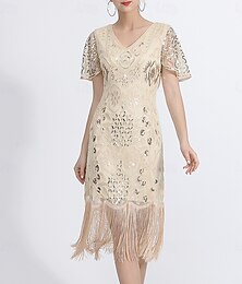 お買い得  -ラテンダンス ドレス タッセル ピュアカラー スプライシング 女性用 性能 訓練 半袖 ハイウエスト ポリエステル