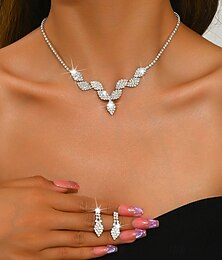 economico -I monili nuziali 1 Lega Orecchini Collane Per donna Lusso Romantico geometrico Gioia Di forma geometrica Parure di gioielli Per Feste
