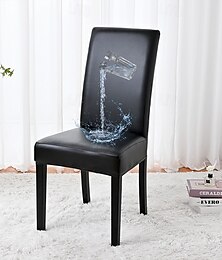 economico -Fodera per sedia da pranzo in pelle PU da 2 pezzi, fodera per sedia impermeabile elasticizzata, fodera per coprisedia con fascia elastica per sala da pranzo, matrimonio, decorazioni per la casa