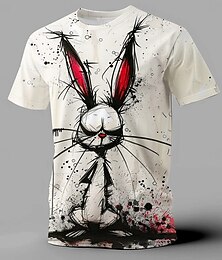 abordables -Homme Lapin Drôle T-shirt Manche Courte T-shirt Impression 3D Col ras du cou Chemise Exagéré Designer Soirée Fête Gris Été Printemps Vêtement Tenue S M L XL XXL XXXL