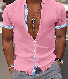 economico -Per uomo Camicia Camicia Estiva Camicia casual Camicia da Spiaggia Nero / arancio Bianco Rosa Blu Nero+Grigio Manica Corta Plaid Colletto a Camicia Vacanza Camicia hawaiana Abbigliamento Poliestere