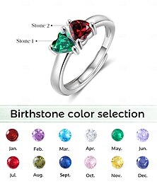 abordables -Bague ouverte en pierre de naissance personnalisée - Meilleur cadeau pour maman - Durable et lustrée bijoux uniques pour maman épouse ou fille