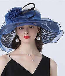 economico -Cappelli Cappello da Sole in Organza Festa da Te In Vacanza Corsa di Cavalli Cocktail Elegante Vintage Carino con Capo Florale Accessori per Capelli