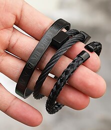 economico -set di bracciali in acciaio inossidabile dorato da uomo: bracciali con numeri romani, intrecciati e con filo metallico, eleganti gioielli impilabili per abbigliamento da lavoro, casual e da festa