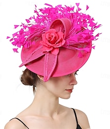 abordables -accessoire Plumes Sinamay Mariage Soirée Élégant Mariage Avec Plume Fleur Casque Couvre-chef