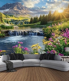 abordables -Magnifique tapisserie murale à suspendre représentant un lac, une cascade, un paysage végétal, une grande décoration murale, une toile de fond photographique, une couverture, un rideau, pour la