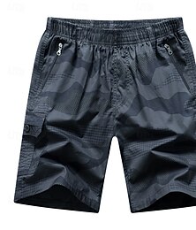 ieftine -Bărbați Pantaloni Scurți Cargo Pantaloni scurți de camping Pantaloni scurți Camo Σορτς πεζοπορίας Talie elastică Buzunar cu Fermoar Picior drept Culoare Camuflaj Confortabil la umezeală Purtabil