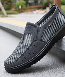 economico -scarpe slip-on da uomo in mesh traspirante grigio, leggere e sportive, ideali per attività all'aperto e passeggiate informali