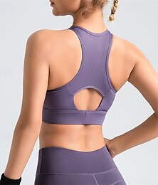 お買い得  -女性用 ライトサポート スポーツブラ ランニングブラ タンクトップバック オープンバック ブラトップ パッド入り フィットネス レジャースポーツ ランニング 高通気性 ライトウェイト ソフト スパンデックス ブラック ホワイト ピンク ソリッド