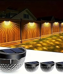 economico -4 pezzi luce da parete solare impermeabile per esterni cortile giardino recinzione scala parete balcone recinzione illuminazione luce bianca luce calda radiante