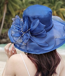 economico -Cappelli Cappello da Sole in Organza Matrimonio Vacanza Festa da Tè Corse di Cavalli Cocktail Elegante Vintage Protezione Solare con Accessori Floreali