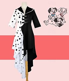 levne -Sto a jeden dalmatin Cruella de Vil Cosplay kostým Úbory Kostým na Večírek Vánoce Vinobraní Módní Filmové kostýmy for Dámské Dospívající Dospělé Karneval Plesová maškaráda