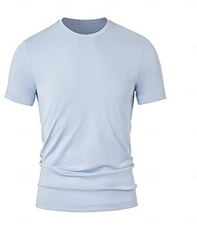 preiswerte -Herren T-Shirt aus Seiden-Baumwoll-Mischgewebe mit antibakteriellem UV-Schutz, Rundhalsausschnitt, Schule, Training, kurzärmelig, Rundhalsausschnitt, Kleidung, Strickmode, Urlaub, Vintage, neutral