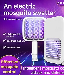 abordables -Raquette électrique à moustiques à chargement USB – Lampe tueuse de moustiques rechargeable pour le ménage avec zapper électrique pour les mouches