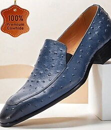abordables -Mocassins à enfiler luxueux en cuir cognac à motif autruche pour hommes - chaussures haut de gamme pour le Kentucky Derby et les événements spéciaux