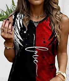 economico -Per donna Canotta a canotta Pop art Color Block Vintage Moda Informale Senza maniche Girocollo Top regolari Giornaliero Stampa Nero Estate