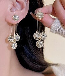abordables -Elegantes pendientes colgantes de cristal para mujer: pendientes colgantes de diamantes de imitación brillantes, joyas elegantes para fiestas, bodas y ocasiones especiales.