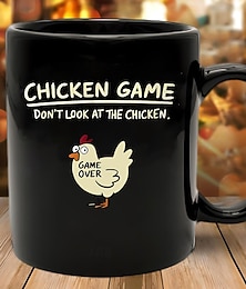 billiga -rolig presentmugg look kycklingspel svart 11oz kaffekopp rolig present till män make pojkvän bröllopsdag födelsedag jul