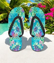 economico -infradito floreali colorate da donna - sandali da spiaggia bohémien vivaci per l'estate, la piscina e l'abbigliamento da resort