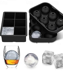 economico -stampi per cubetti di ghiaccio, grandi cubetti di ghiaccio in silicone per whisky &stampo a sfera, rotondo da 2 pollici &vassoi quadrati con coperchio per cocktail &bourbon