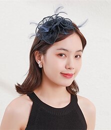 abordables -Coiffe Polyester Chapeau Fedora Mariage Soirée Fête du thé Course de Chevaux Cocktail Élégant ancien Mignon Avec Plume Floral Casque Couvre-chef