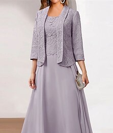 ieftine -Pentru femei Rochii Midi Rochie de dantela Rochie de petrecere Rochii din Șifon Rochie leagăn Elegant Modă Petrecere În aer liber Petrecere Invitat la nunta Potrivire Largă Simplu Lungime Manșon 3/4