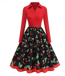 preiswerte -Retro Vintage 1950er Rockabilly Kleid Swing-Kleid Kirsche Damen Karneval Maskerade Alltagskleidung Erwachsene Kleid Abschlussballkleider