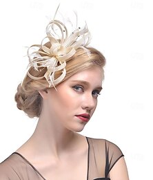economico -Fascinator Poliestere Cappello Fedora Cappello floscio Cappello con velo Matrimonio Tè Derby del Kentucky Corsa di Cavalli Festa delle donne Elegante Vintage Carino Con Piuma Colore puro Copricapo
