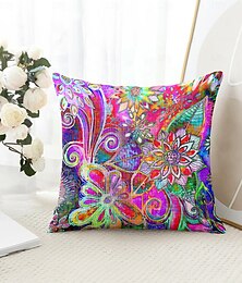 economico -Copripiumino Decorativo Painting Flowers 1PC Soft Square Cuscino per Divano Case Fodera per Cuscino per Camera da Letto Soggiorno Divano Sedia