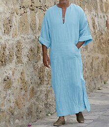 economico -Per uomo Abbigliamento da Casa Camicia da Notte Semplice Elegante Comfort Vestaglie a kimono Casa Quotidiano Poliestere Traspirante Collo alla coreana Manica Corta Estate Bianco Blu marino