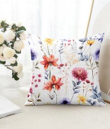abordables -Coussins décoratifs floraux housse 1PC cas de coussin carré doux pour canapé taie d'oreiller pour chambre salon sofa chaise